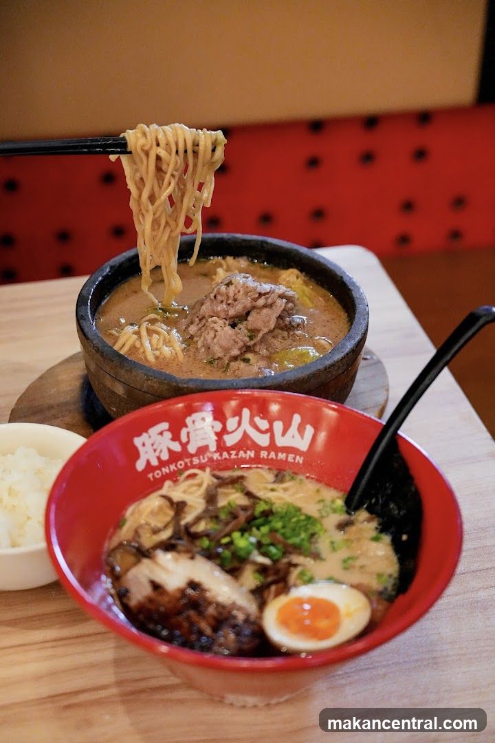 Ramen dishes at Tonkotsu Kazan Ramen