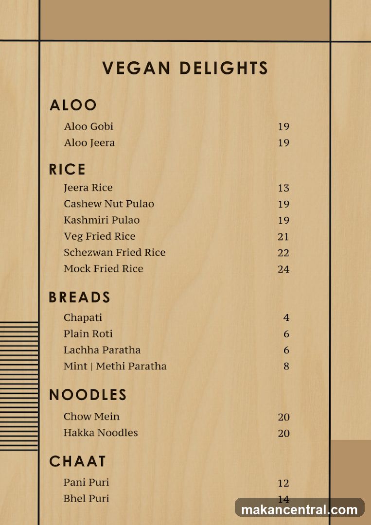Vegan Delights Menu