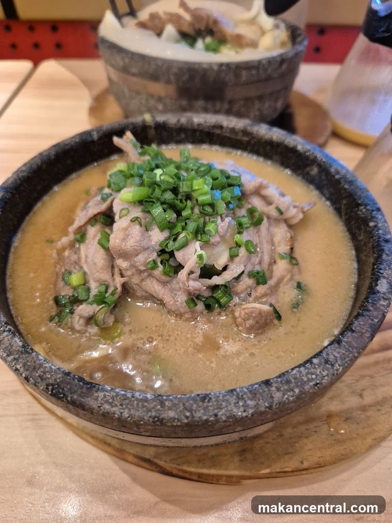 Food in stone bowl