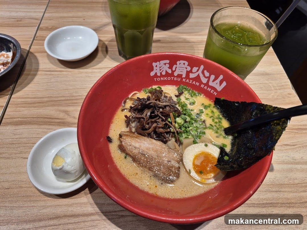 Ramen Bowl with Side Dishes and Drinks