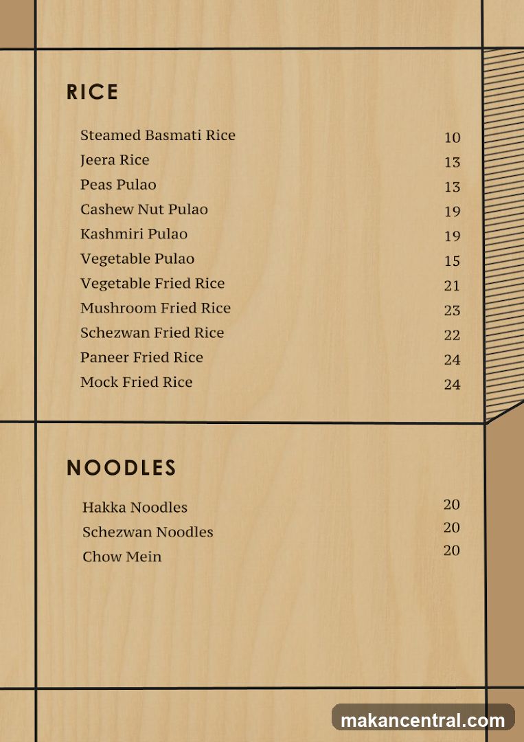 Rice and Noodles Menu