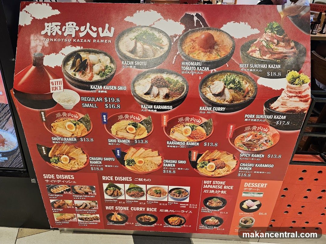 Tonkotsu Kazan Ramen Menu
