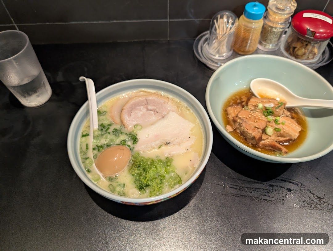 Ramen and side dish on table