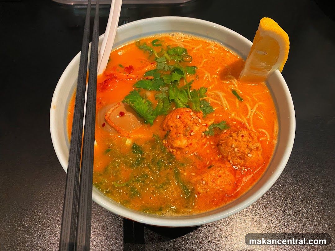 Ramen bowl with garnishes