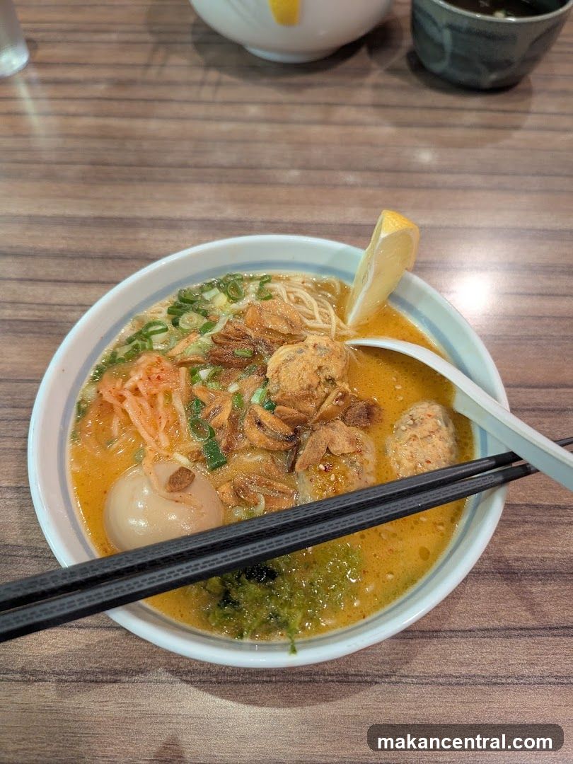 Ramen bowl on wooden table