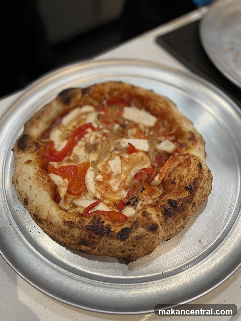 Pizza on metal tray