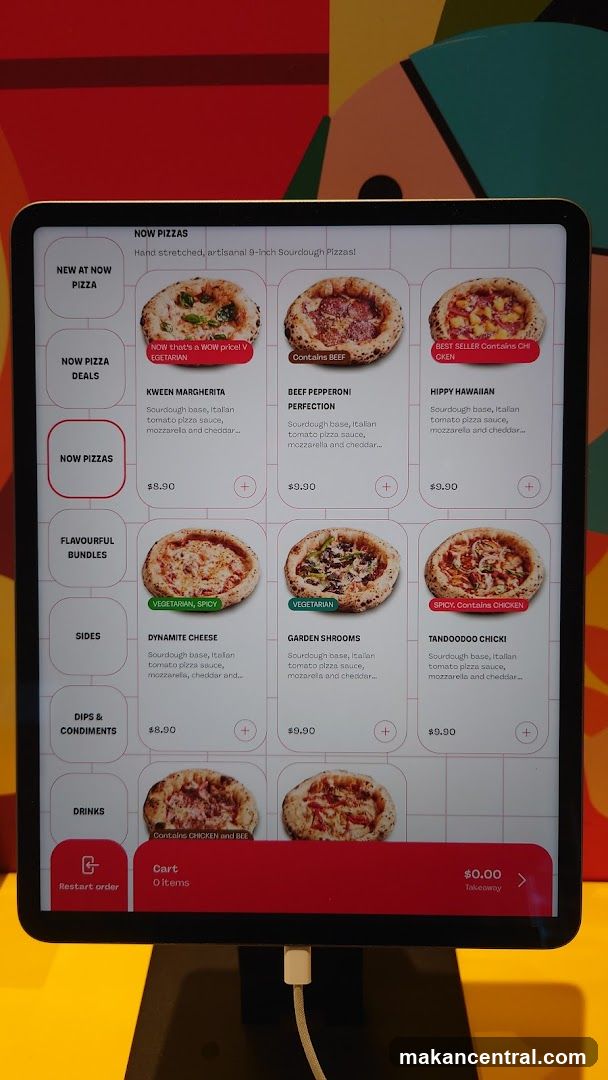 NOW Pizzas Menu Display