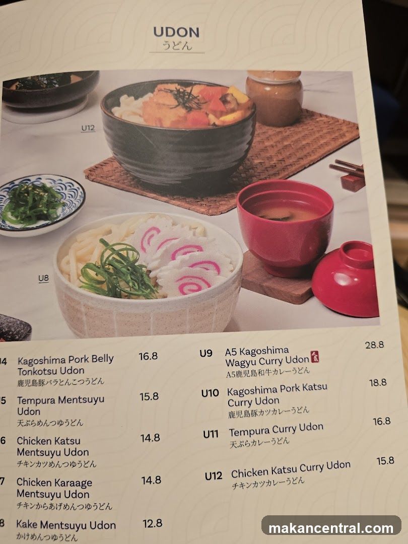Udon Menu Section