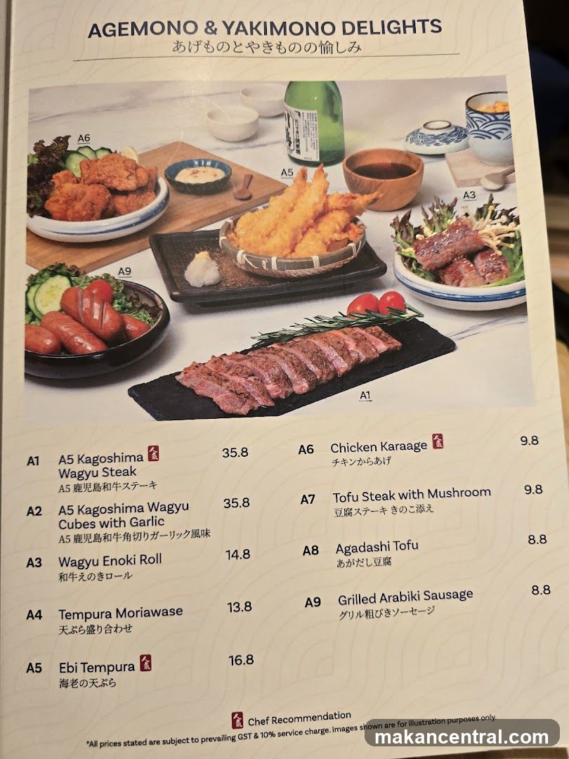 Agemono & Yakimono Delights Menu