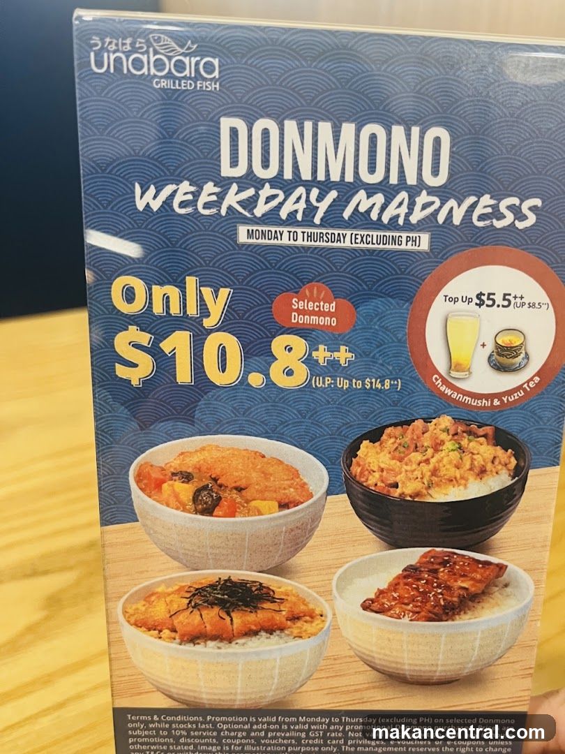 Unabara Grilled Fish Donmono Weekday Madness Promotion