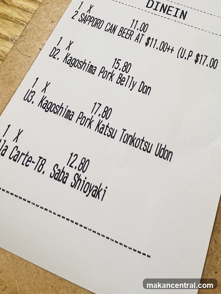 Restaurant receipt
