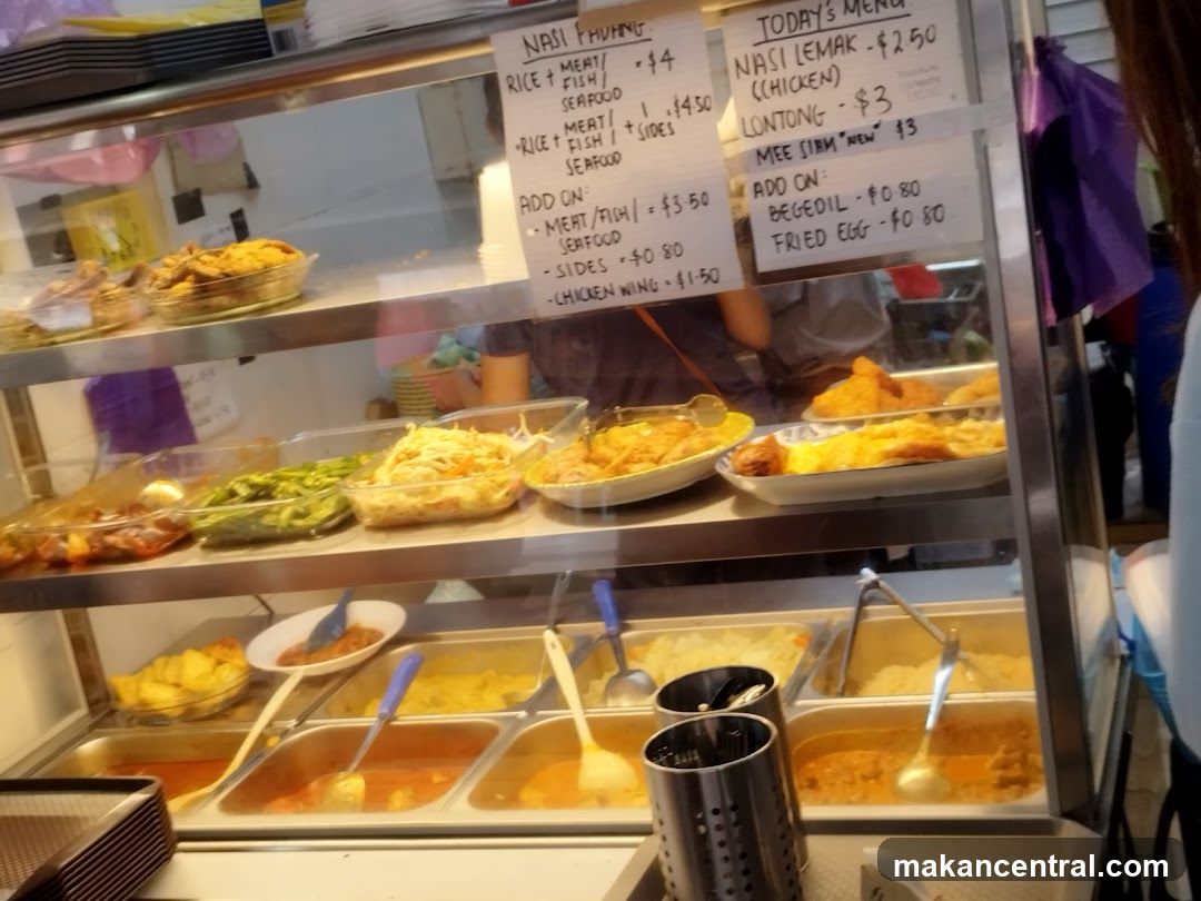 Food stall display with handwritten menus