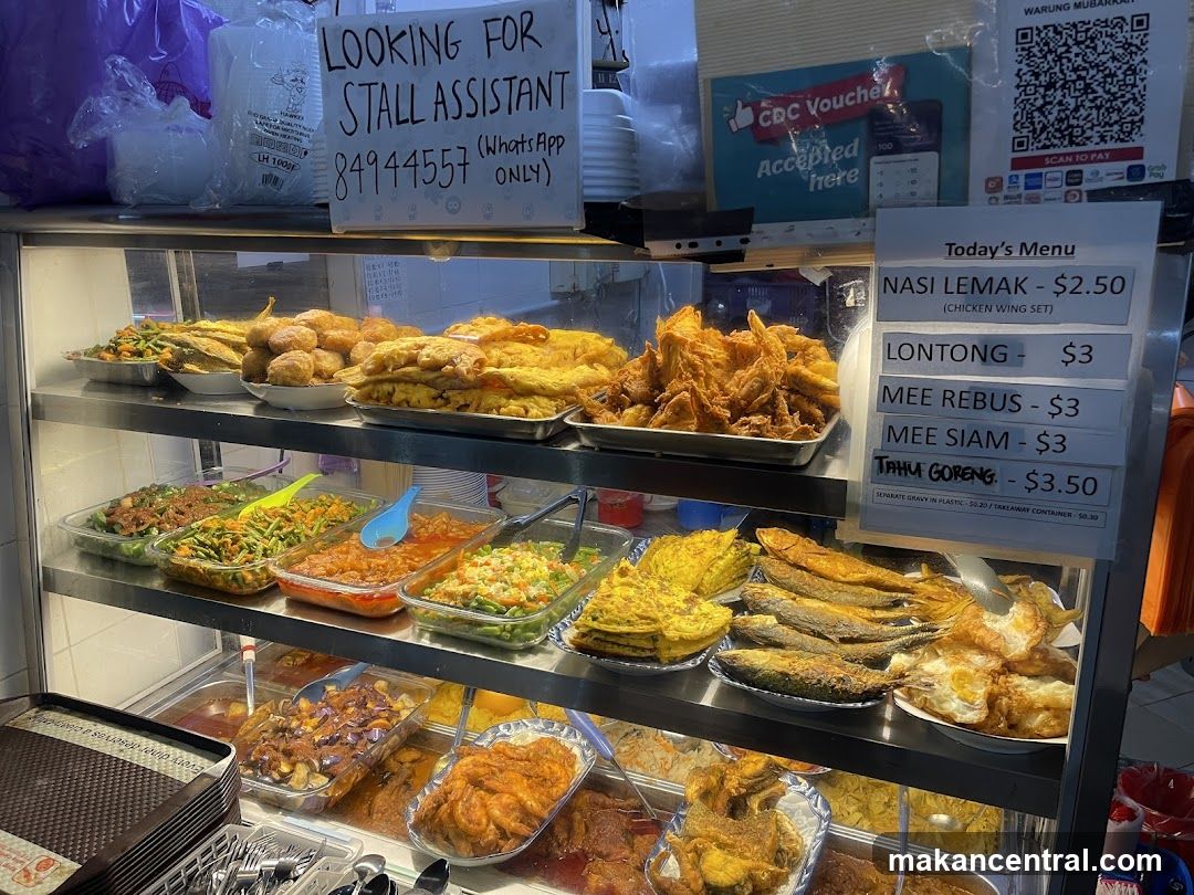 Food stall display with signage