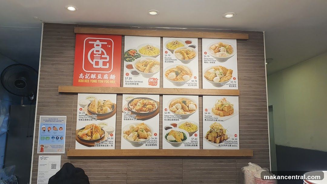 Koo Kee Yong Tow Foo Mee Menu Board