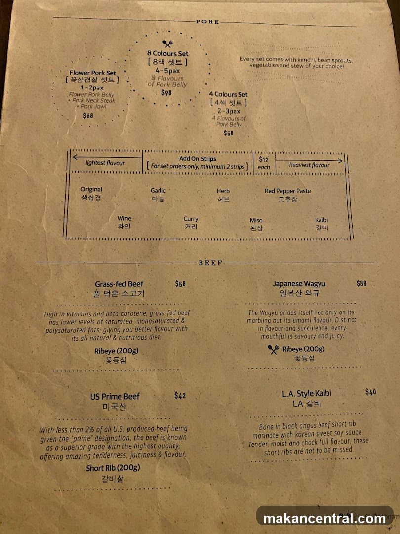 Pork and Beef Menu