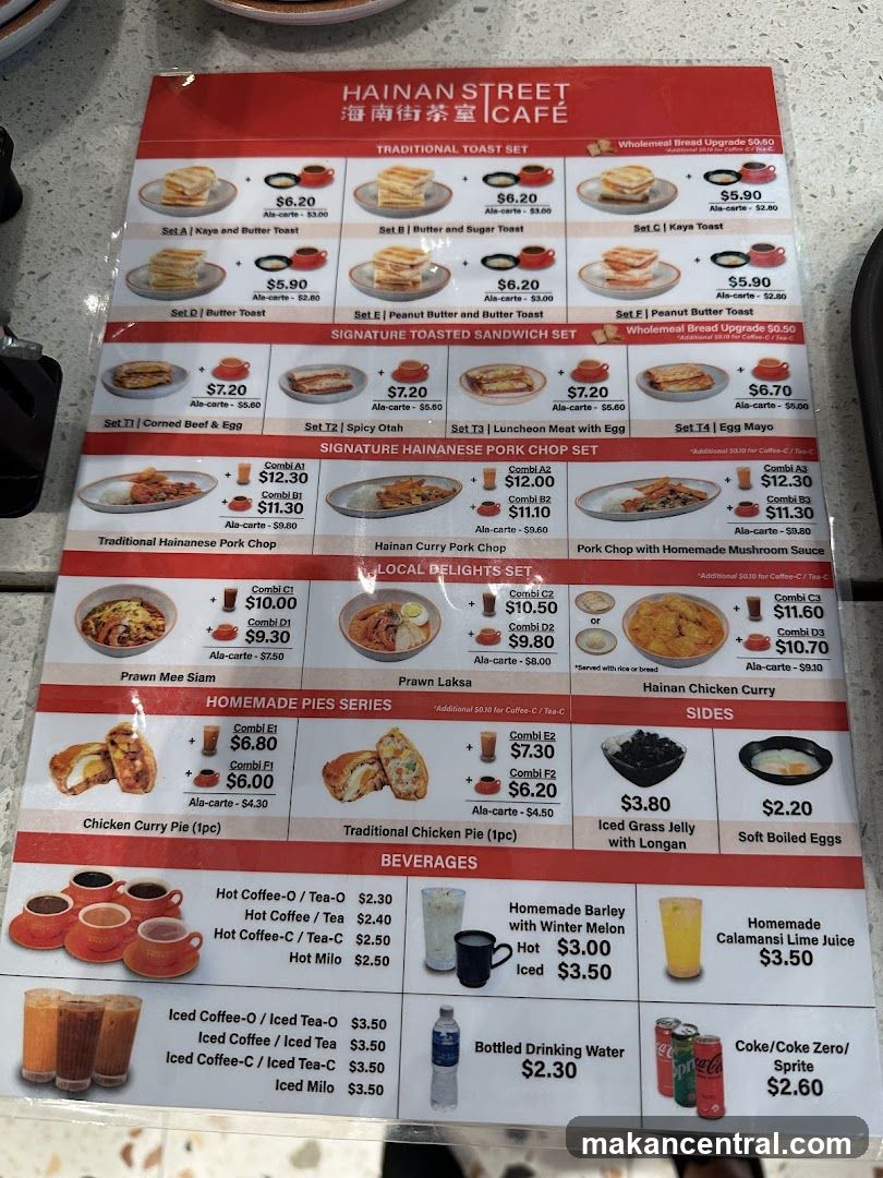 Hainan Street Café Menu