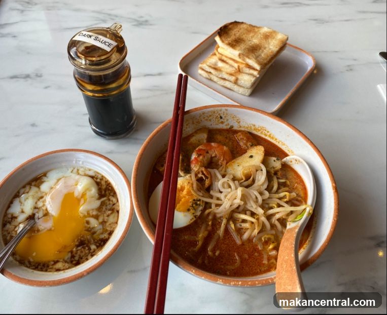 Food and drink on table