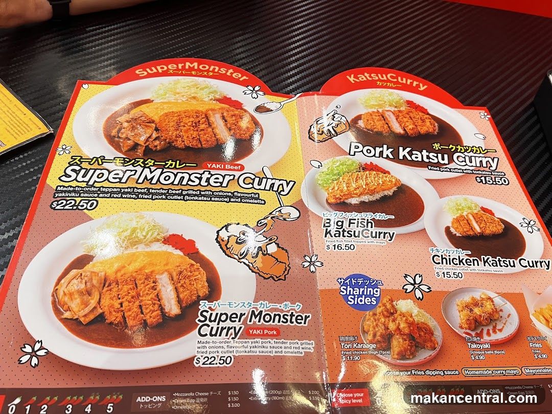 SuperMonster Curry Menu