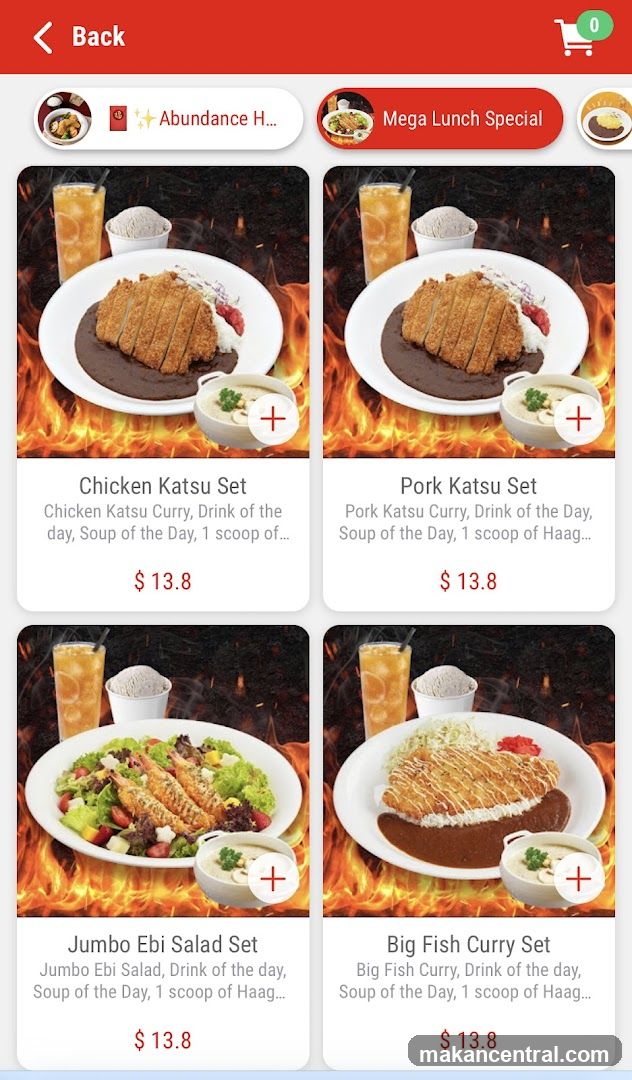 Mega Lunch Special Menu