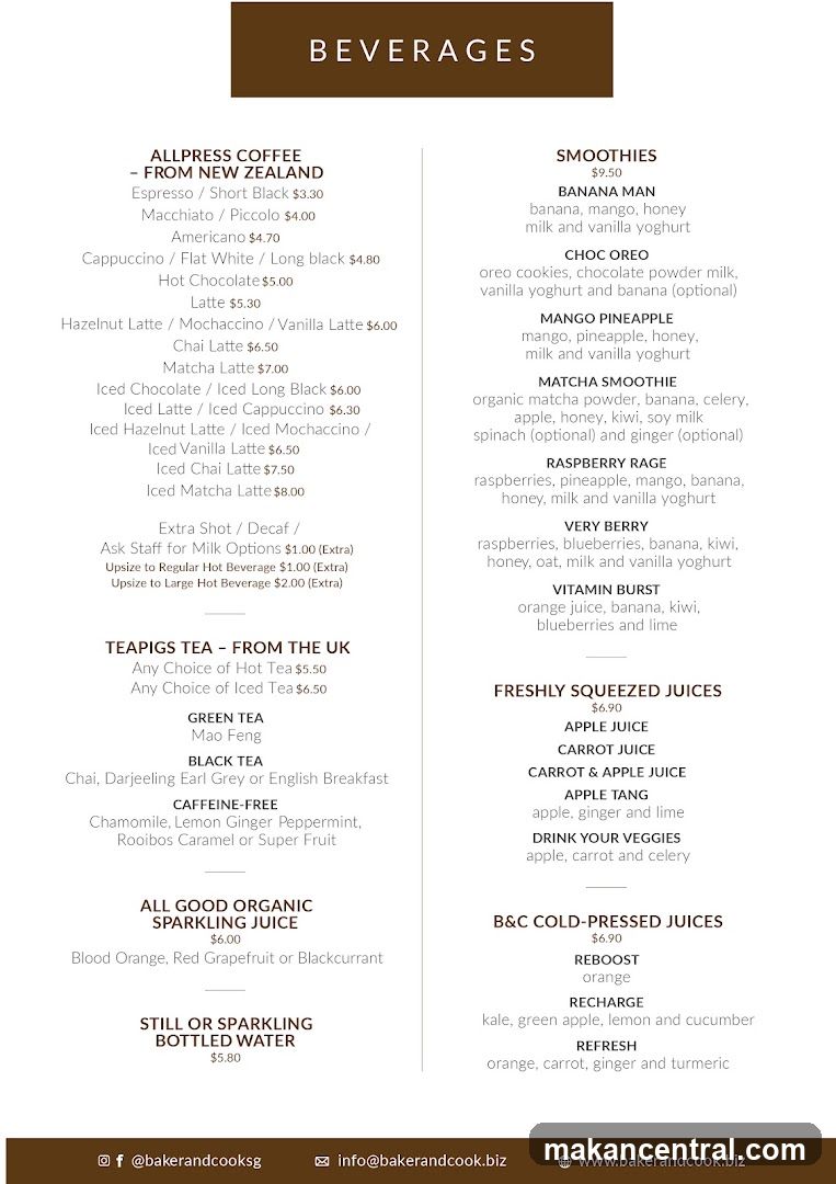 Beverages Menu