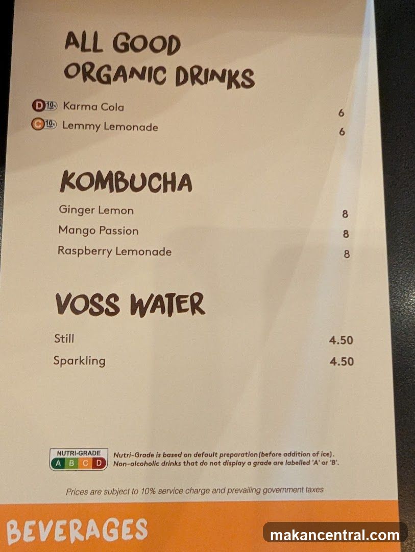 Organic Drinks Menu