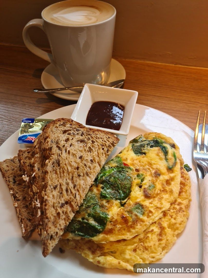 Breakfast Plate with Omelette and Coffee