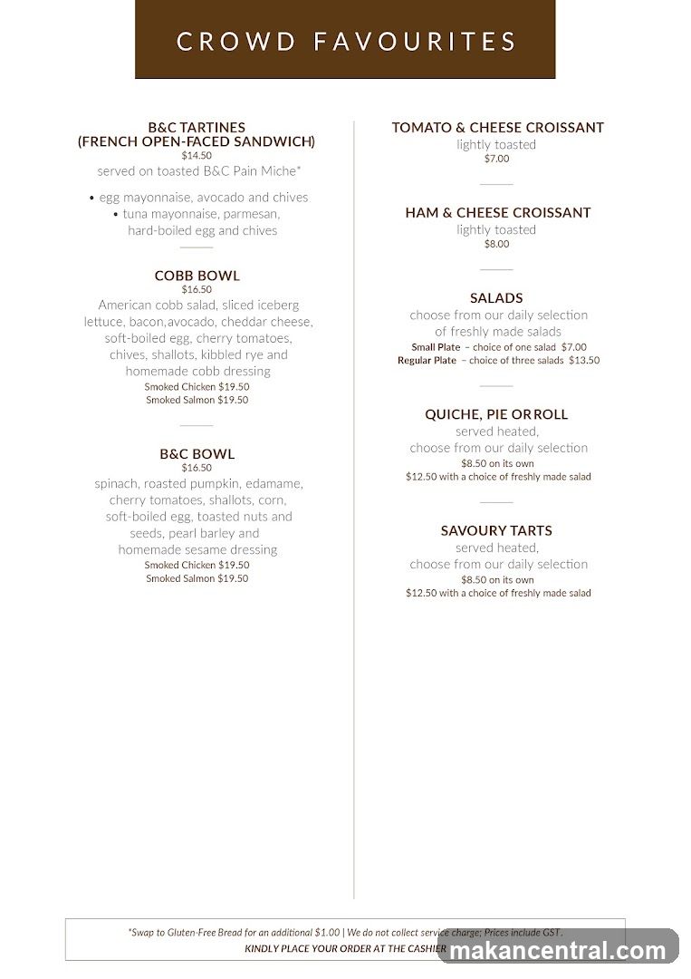 Crowd Favourites Menu