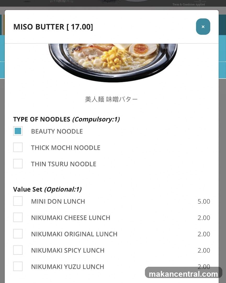 Miso Butter Ramen Menu Item
