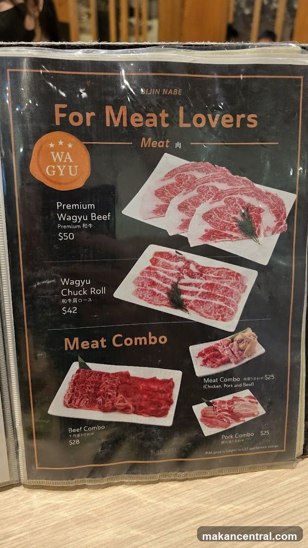 Meat Selections at Sijin Nabe