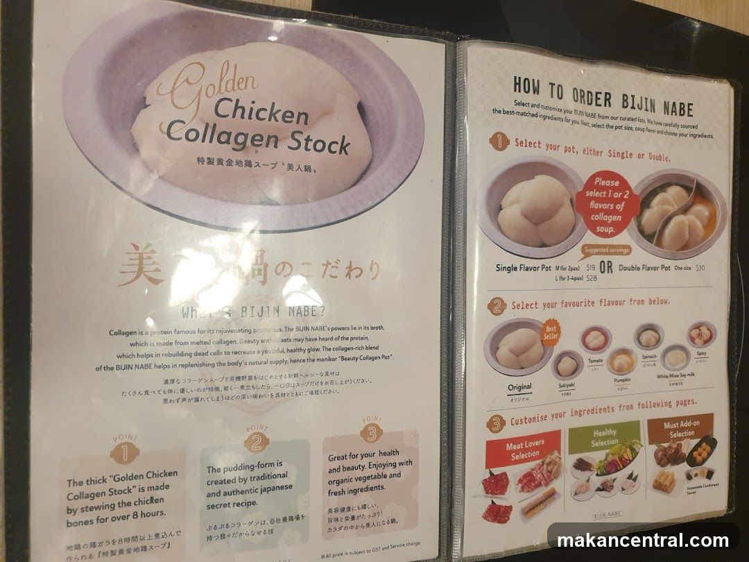 Bijin Nabe Menu
