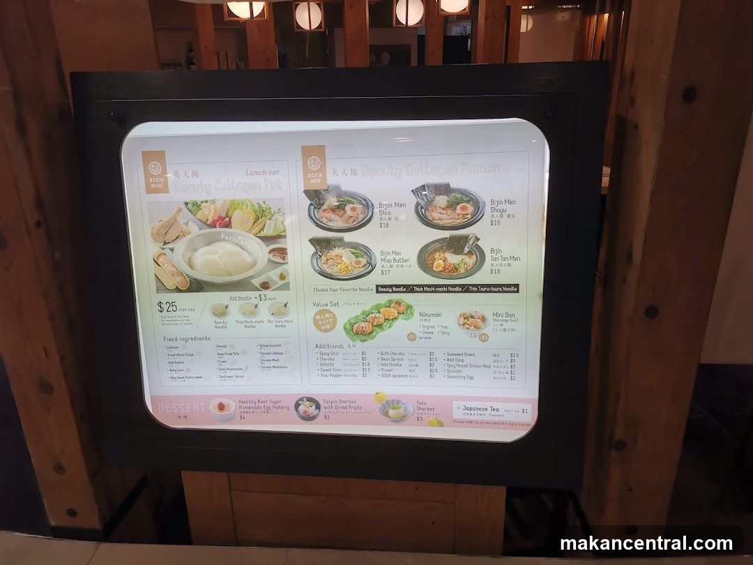 Beauty Collagen Ramen Menu