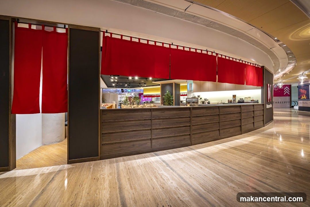 Restaurant Interior with Red Curtains