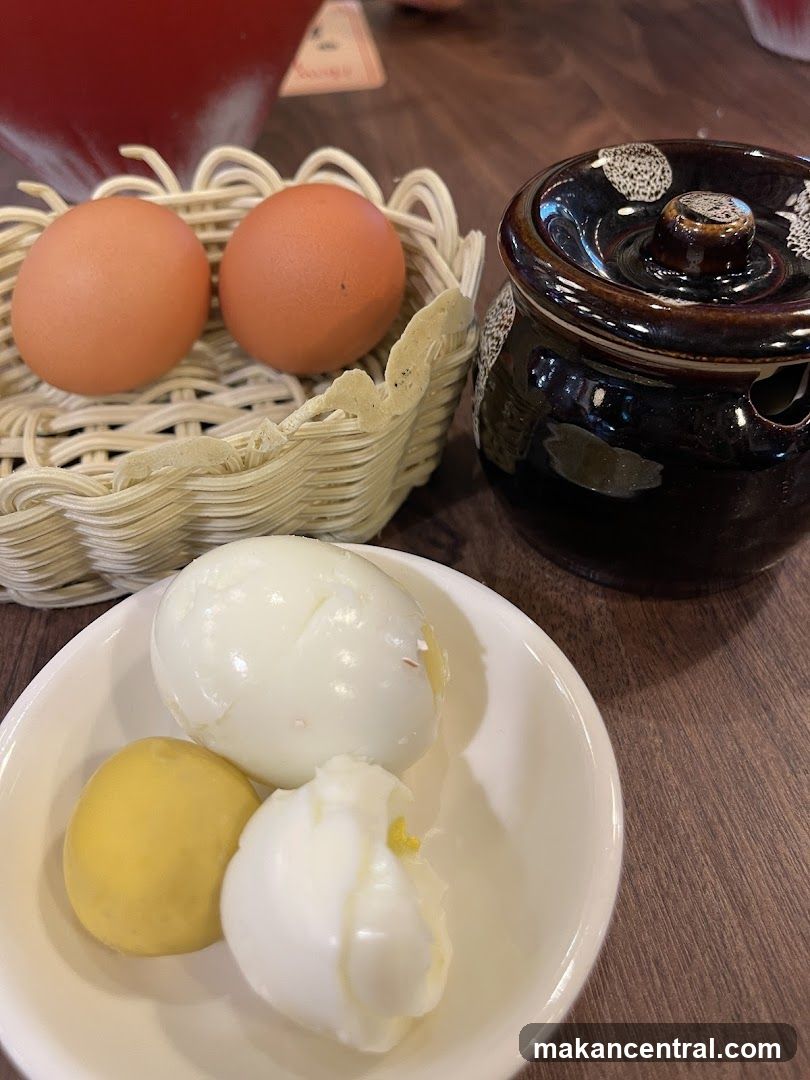 Table Setting with Eggs and Ceramic Pot