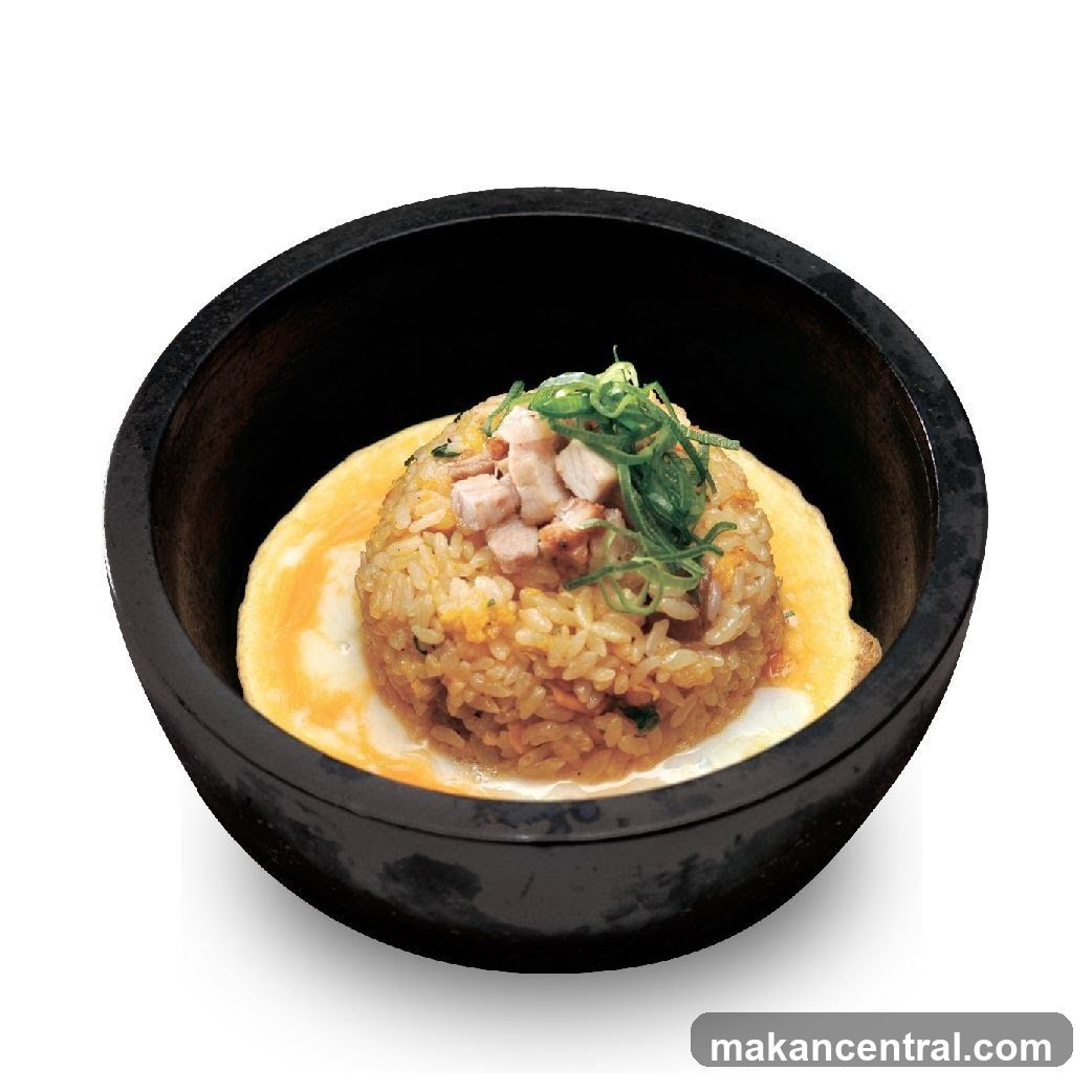 Rice dish in stone bowl