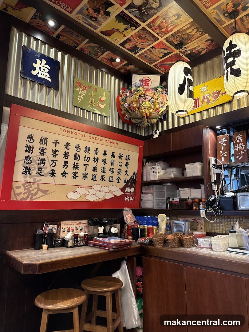 Interior of Tonkotsu Kazan Ramen