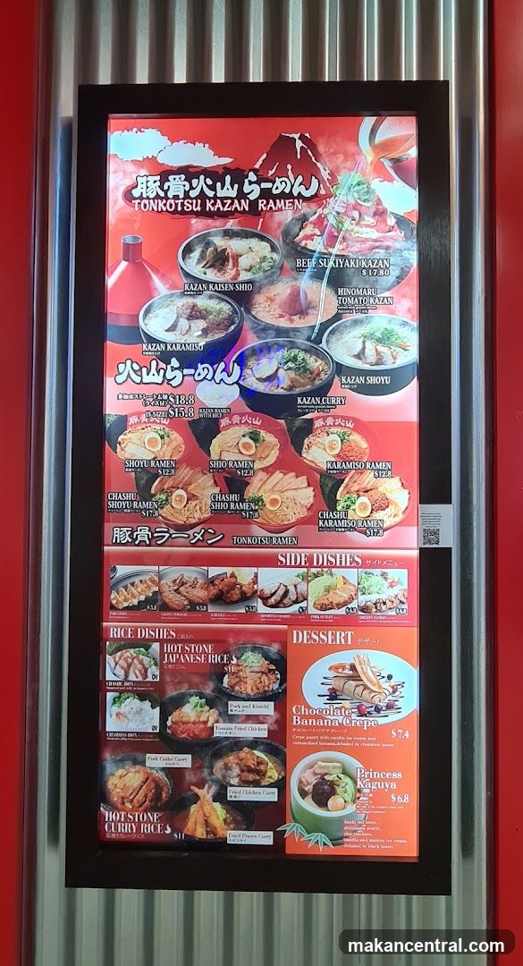 Tonkotsu Kazan Ramen Menu