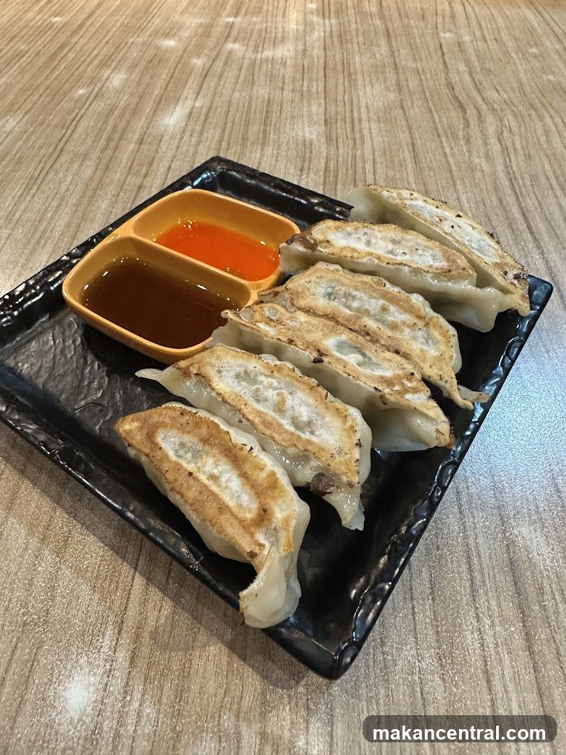 Gyoza with dipping sauces