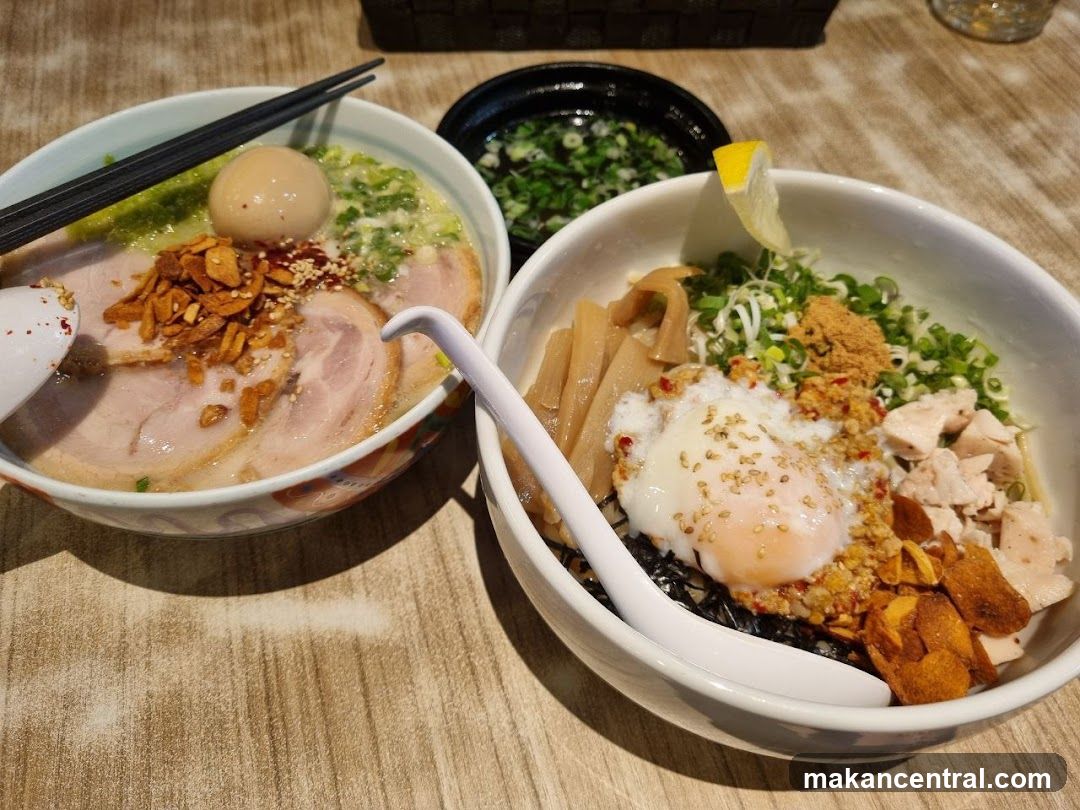 Ramen bowls on wooden table