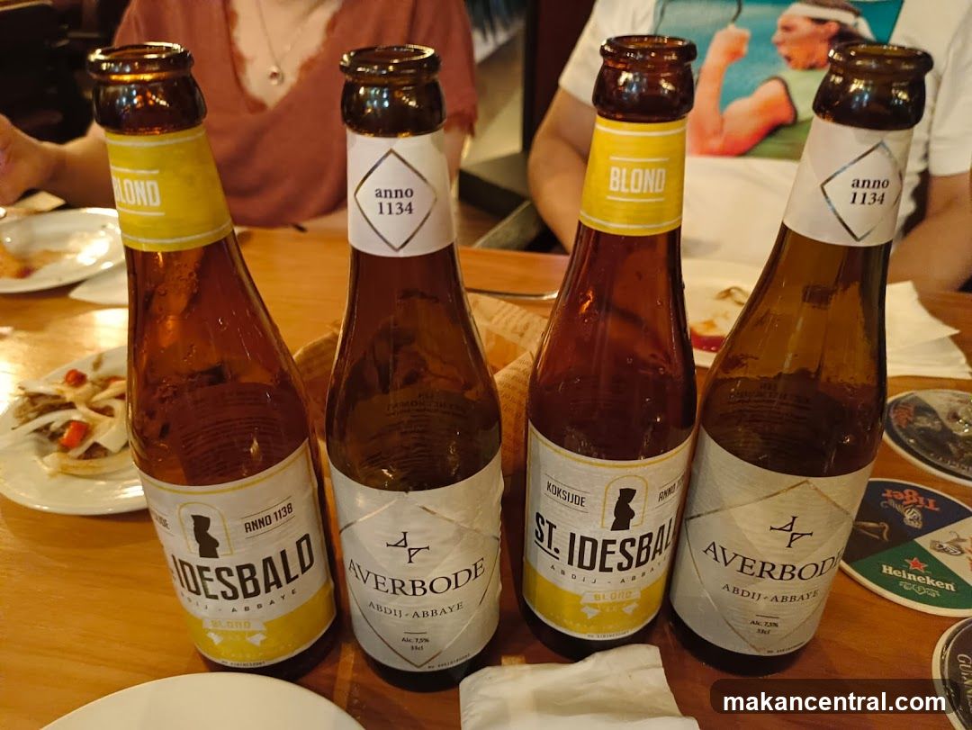 Bottles of beer on table