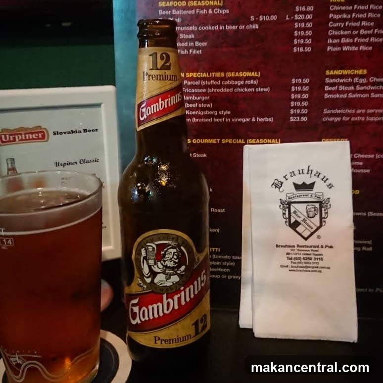 Restaurant Interior with Beer and Napkin
