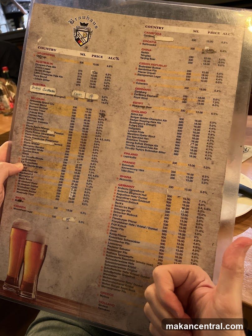 Bierhaus Beer Menu