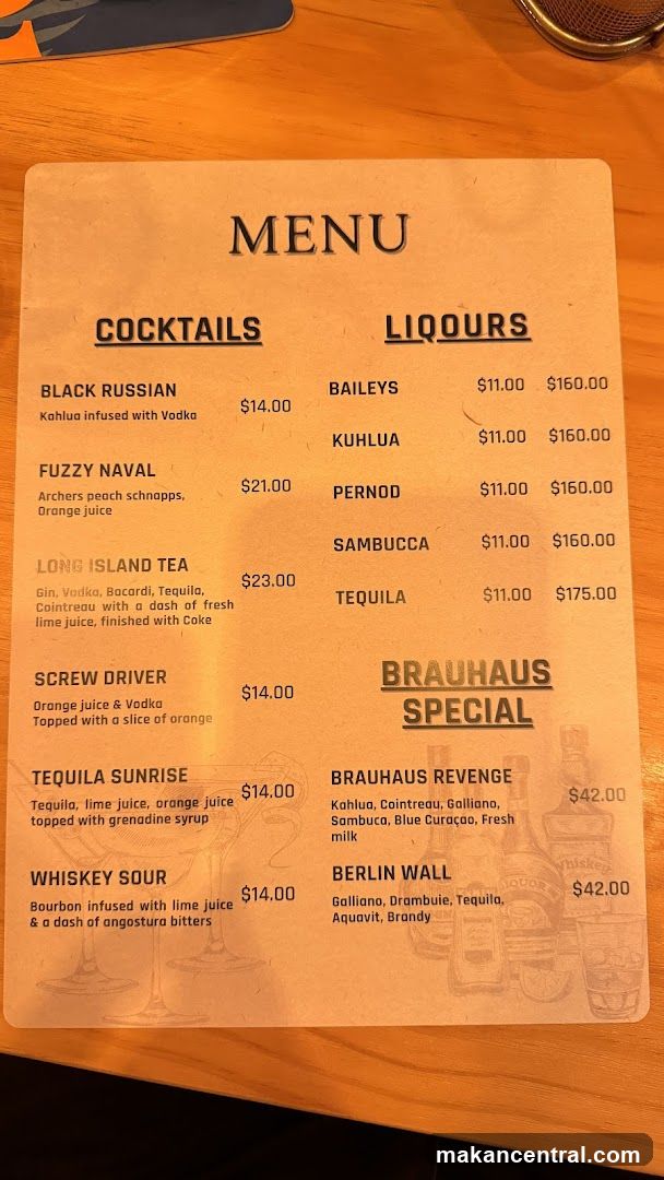 Bar Menu