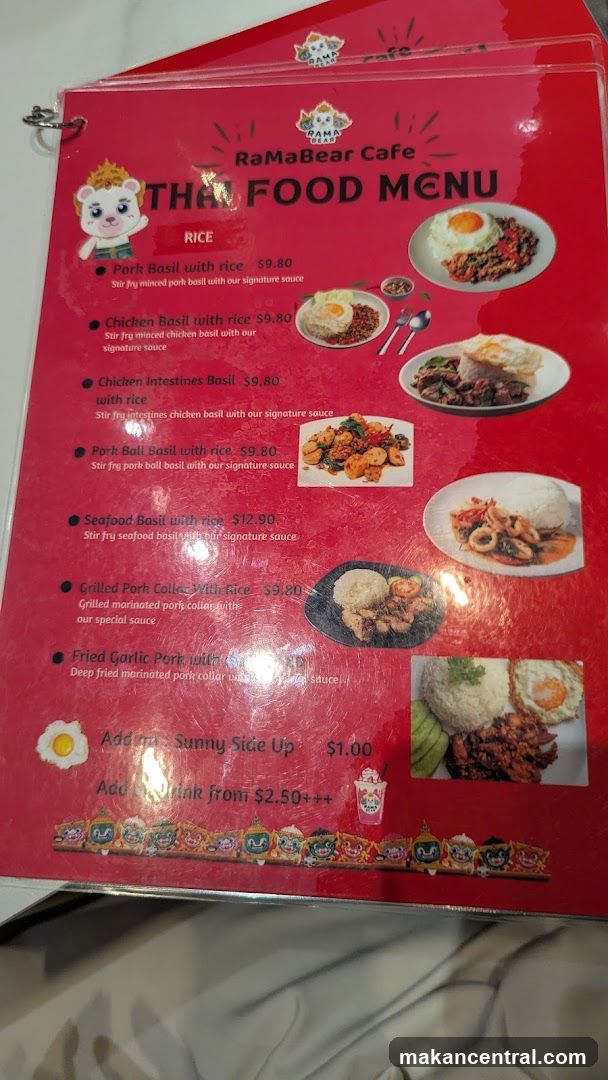 RaMaBear Cafe Thai Food Menu