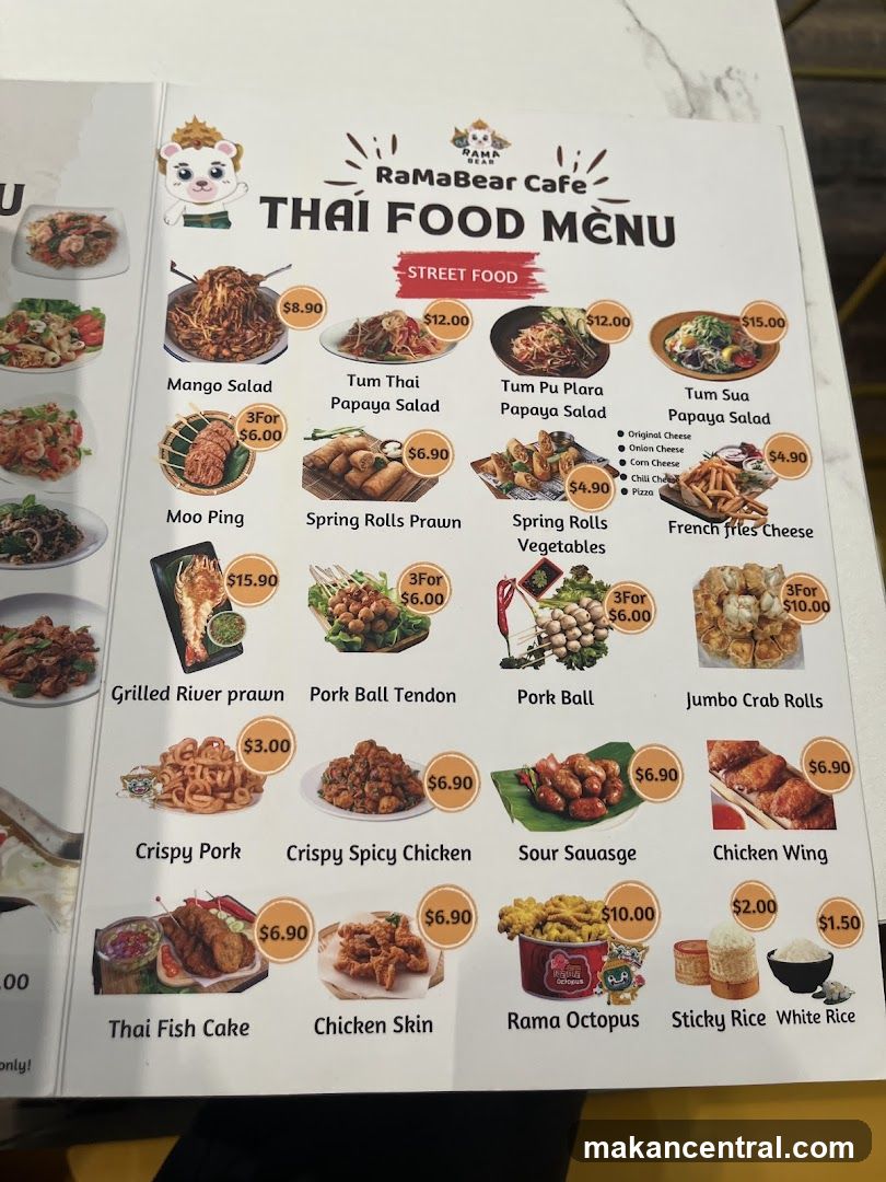 RaMaBear Cafe Thai Food Menu