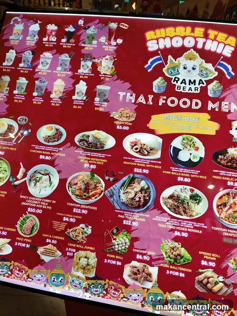 Rama Bear Thai Food Menu