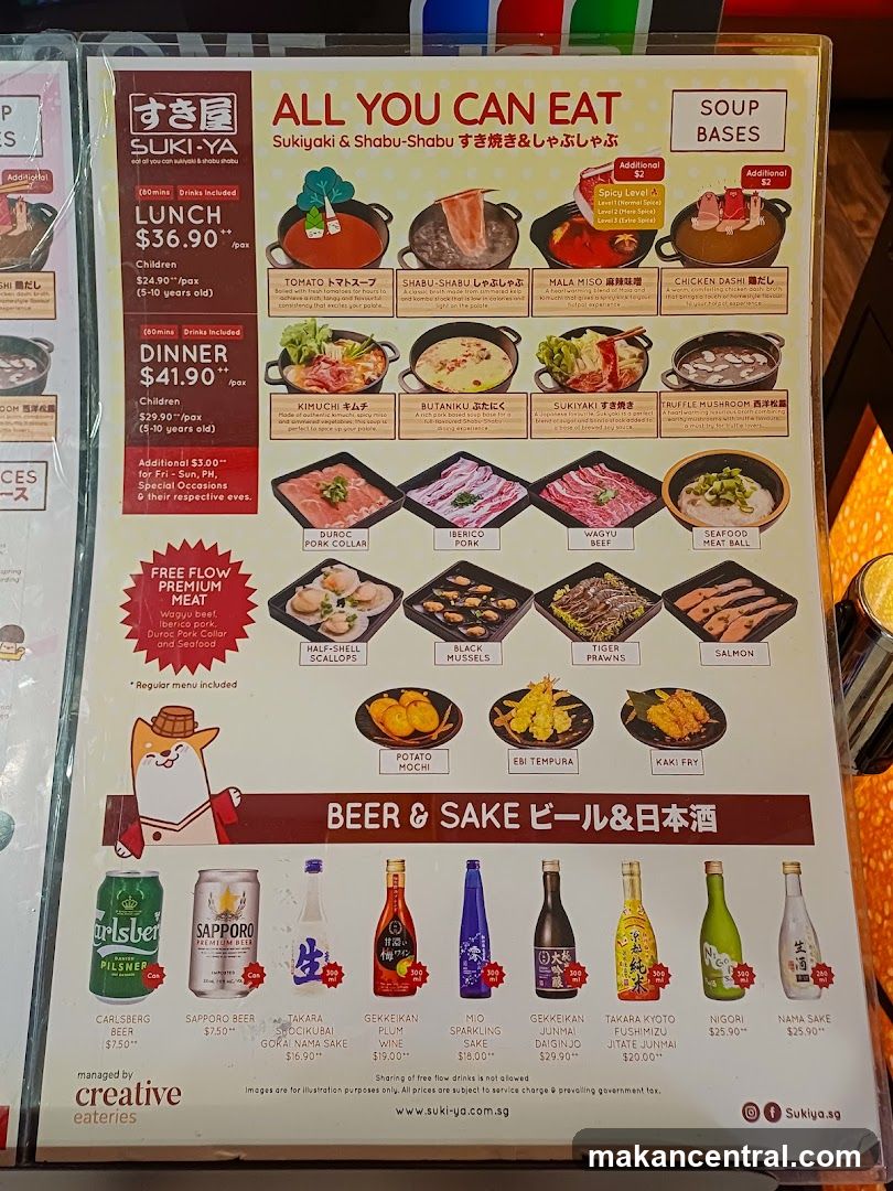 Suki-Ya All You Can Eat Menu
