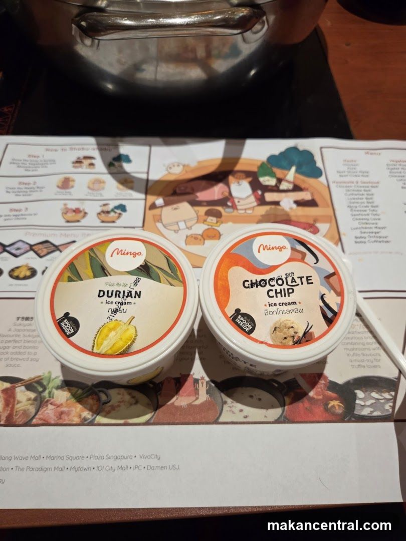 Mingo Ice Cream Containers on Menu