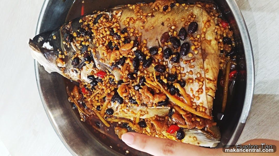 Fish dish in metal bowl