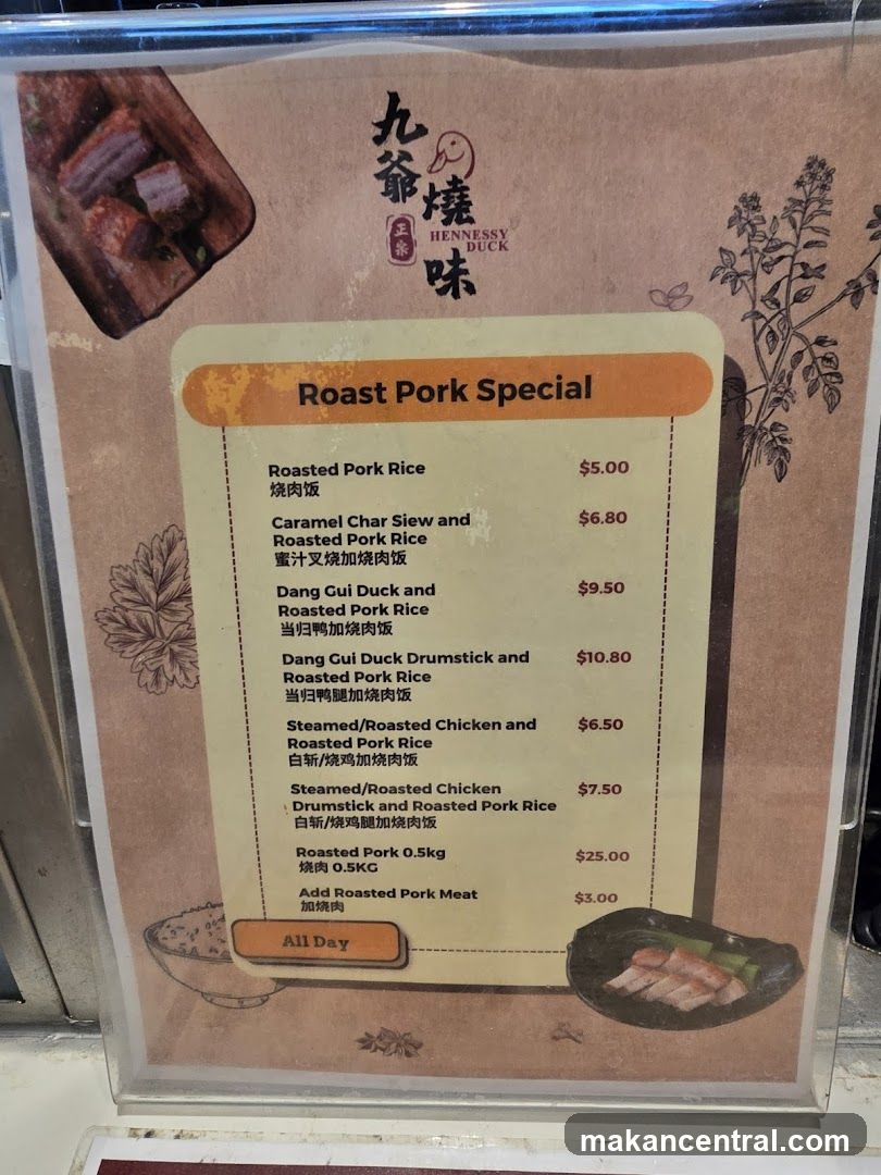 Roast Pork Special Menu