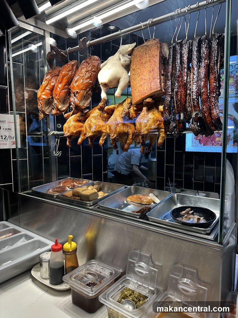 Roasted meat display at food stall
